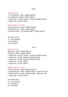 wyniki gołębi pocztowych, zborowski.